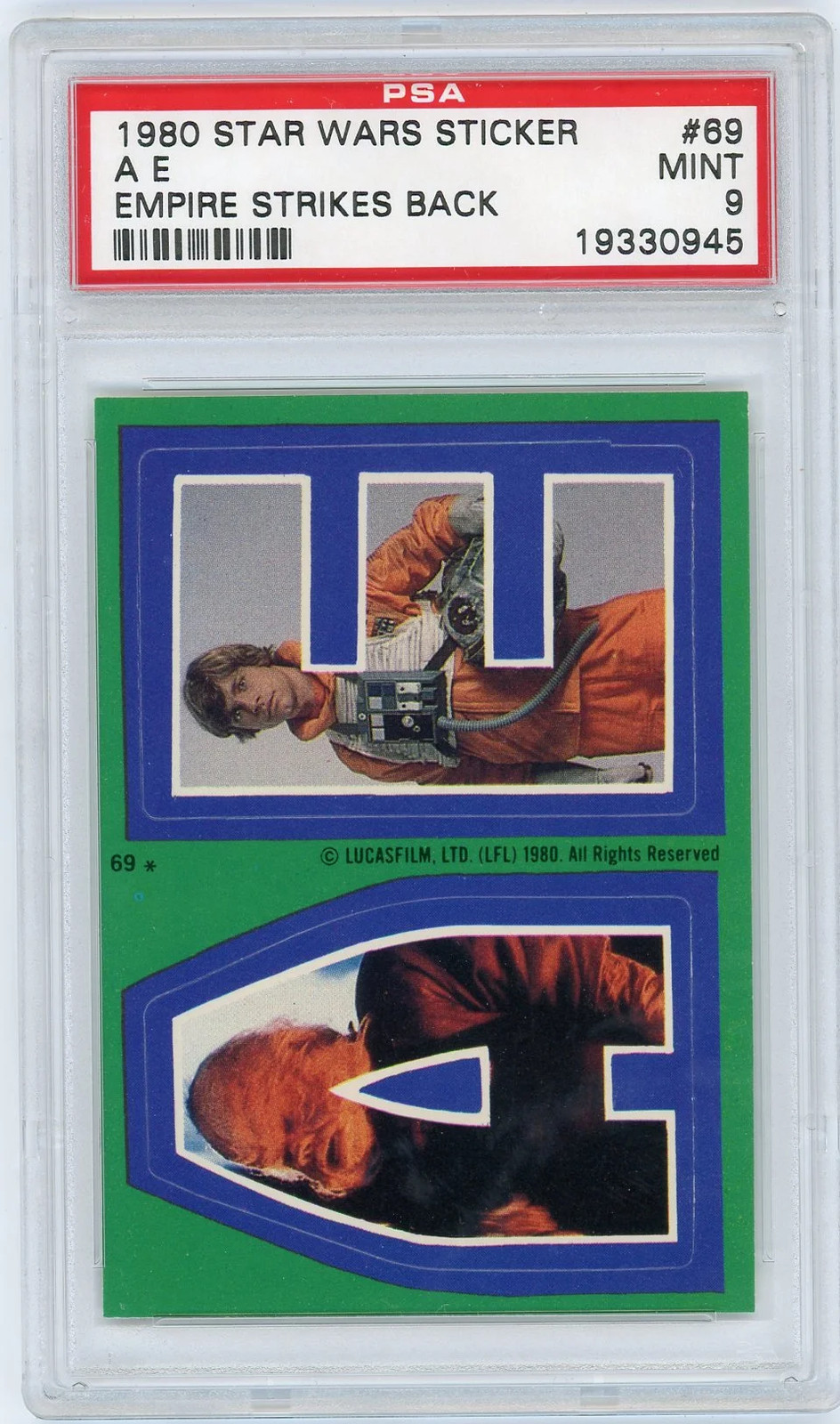 A E #69 1980 Star Wars: Empire Strikes Back Sticker trading card — raw and PSA graded price guide