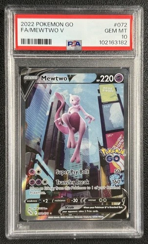 MEWTWO V PSA 10 2022 POKEMON SWORD & SHIELD GO #072/078 FA FULL ART 3182