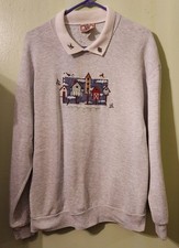 Vtg 90s Top Stitch Morning Sun Sweatshirt Sz L Birdhouse Embroidery GrandmaCore