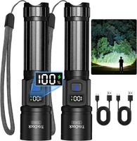 Torch Rechargeable 2 Pack, Torches Led Super Bright High Lumens, 5 Modes Zoomabl