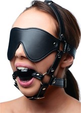 BDSM Augenmaske Geschirr & Ball Mund - für Partner, die Einheitsgröße, schwarz