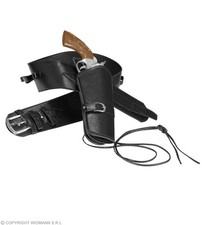 Cowboy Pistolenhalter schwarz aus Kunstleder - Cowboyg&uuml;rtel Erwachsene Wild Wes