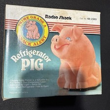 Vintage NOS Radio Shack Refrigerator Pig Snack Alert Pig w Original Box Gag Gift