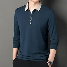 2025 Spring and Autumn New Men's Long Sleeve T-shirt Loose Casual Polo Shirt Mid