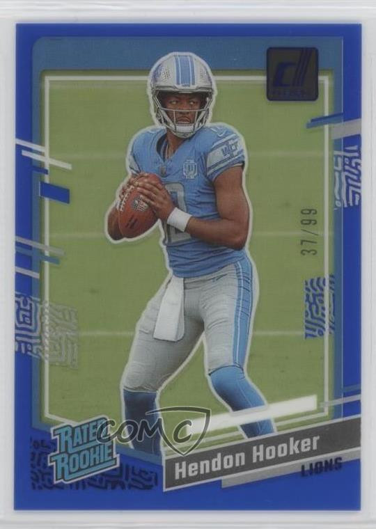 2023 Panini Clearly Donruss Rated Rookie Blue 37/99 Hendon Hooker #61 Rookie RC