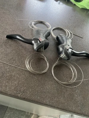 Shimano ST-A070 STI Levers 2 x 7 Speed Road Bike Shifters With Cables - Image 1 of 4
