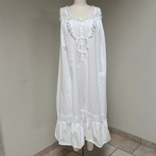 Vintage Victoria Secret White Cotton Heirloom Nightgown Dress Prairie Bridal L