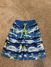 Joe Boxer Boys Swim Trunks Shorts Blue Ocean Sharks Size Large 10/12
