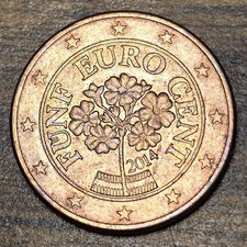 Austria 2014 5 Euro Cent Alpine Mountain Cowslip Flower Coin KM 3082 C118