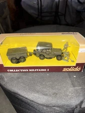 Vintage Solido #6034 Jeep Remorque Military Diecast Made In France