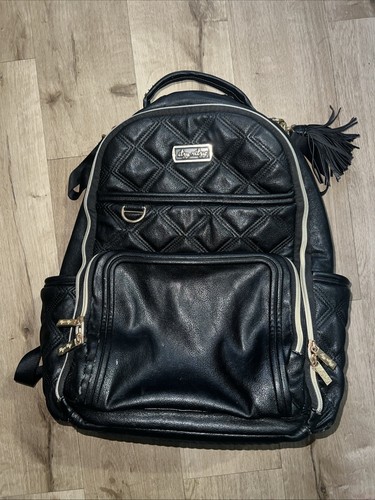 Itzy Ritzy Boss Backpack Baby Diaper Bag Jetsetter Black Leather Tassels