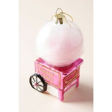 Cotton Candy Cart Glass Christmas Ornament  Pinks White