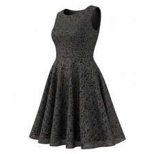 Tahari Size 14 Black Sleeveless Sparkle Fit & Flare Dress Whimsigoth Party Club