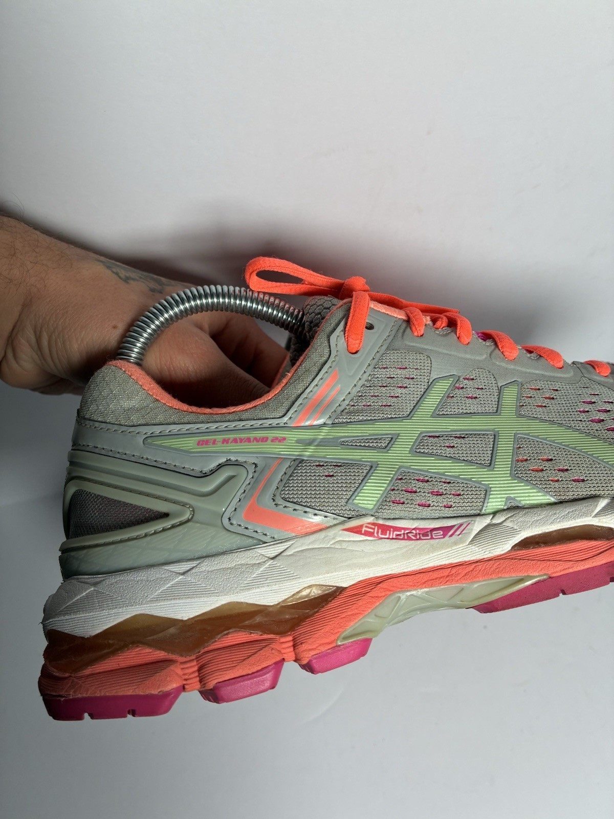 ASICS GEL-Kayano 25 Women's Running Shoes T597N Gray Pink Lime Green Size 8 thumbnail 6
