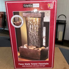 Sophia Elan Home Faux Slate Tower Fountain With LED Light