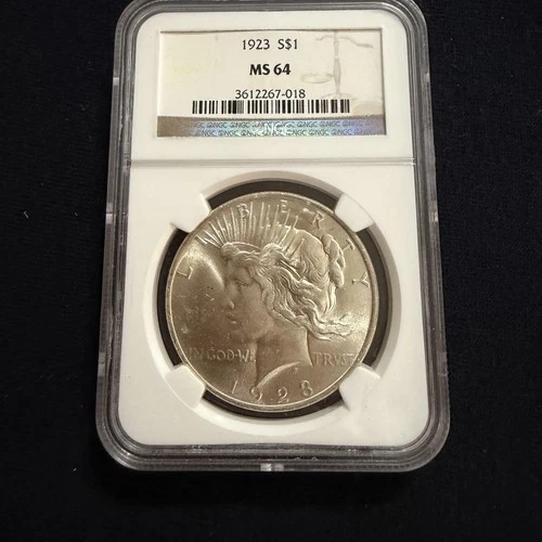 Vintage 1923 Peace Silver Dollar NGC MS64 Mint State Graded US $1 Certified