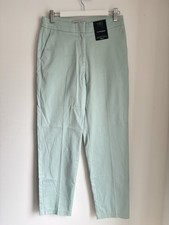 M S Collection Mint Green Cropped Trousers UK 8 Smart Tailored 7/8 Length