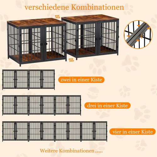 Hundebox Hundekäfig XXL Gitterbox Beistelltisch Hund Welpe Welpenlaufstall Holz - Bild 4 von 16