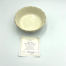 Lenox Rose Blossom Bowl Scalloped Edge Embossed 24 kt gold 5.5" D w/ Certificate