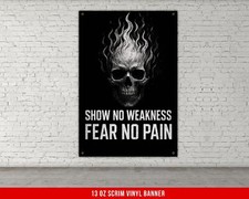 Motivational Gym Banner - Custom Skull Weightlifting Decor