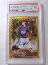 2023 Topps Gilded Michael Toglia Yellow Gold Etch Auto /75 RC Rockies PSA 9 Mint