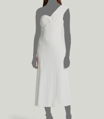 $495 Cinq à Sept Women's Ivory Kacie Gathered One-Shoulder A-Line Dress Size 4
