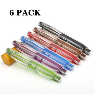 6 Pairs of Reading Glasses 360 ° rotation Folding Women men Readers Portable
