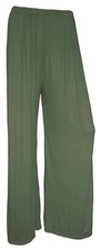 New Womens Plus Size Plain Palazzo Wide Leg Flared Ladies Trousers Pants UK 8-26