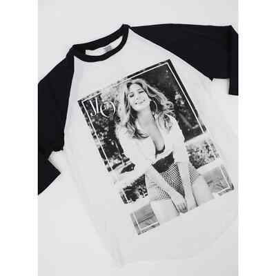 J.LO IT'S MY PARTY TOUR RAGLAN BLACK&WHITE S