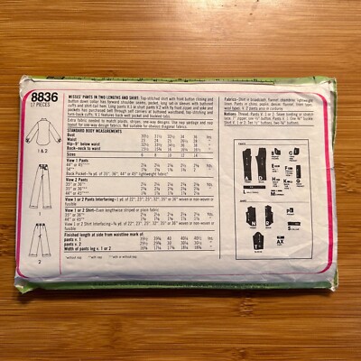 Simplicity Vintage Sewing Pattern 8836 - Misses' Pants & Shirt
