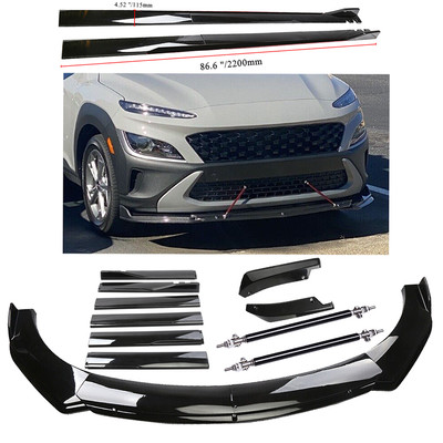 For Hyundai Kona Front Bumper Lip Spoiler Splitter Body Kit+Side Skirt ...