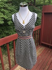 NEW Anthropologie Size 2 MAEVO Sleeveless V Neck Striped Blue White Dress
