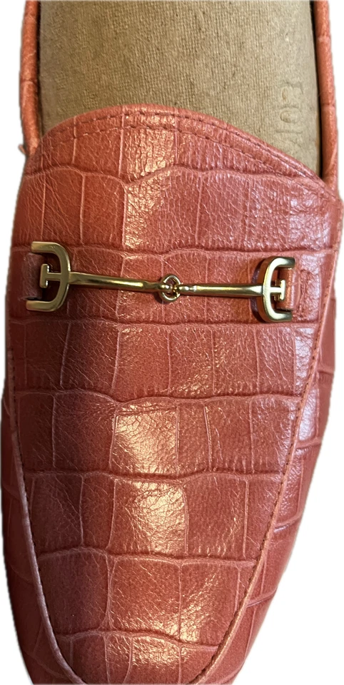 Sam Edelman Mujer LORAINE Cocodrilo Cuero Repujado Zapatos Mocasines Coral Talla 7 Foto 2 de 4