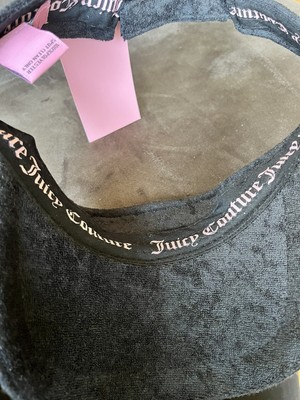 Juicy Couture Rhinestones Logo Black Terry Cloth Visor Hat  display picture 1