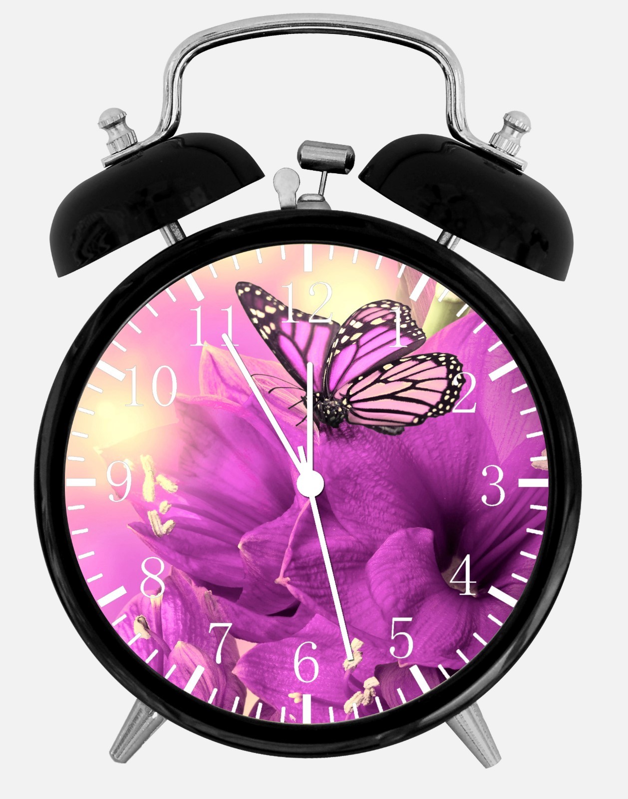 Purple Butterfly Alarm Desk Clock 3.75" Home or Office Decor E122 Nice For Gift