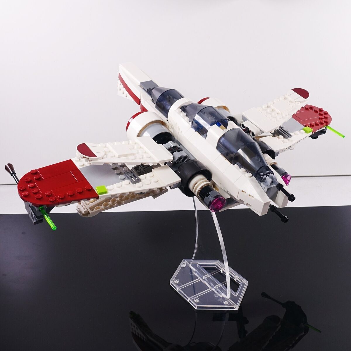 SALE‼️【新品】PHILIPPEMODEL✖️ACBC ホワイト/レッド Display Stand for LEGO 75402 7259 8088 ARC-170 Starfighter