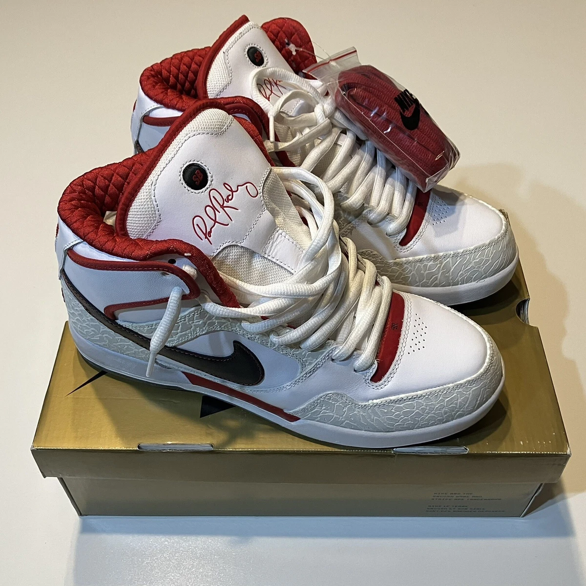 Nike Zoom Air Paul Rodriguez 2 High White Varsity Red 325022 161 Mens Size 11