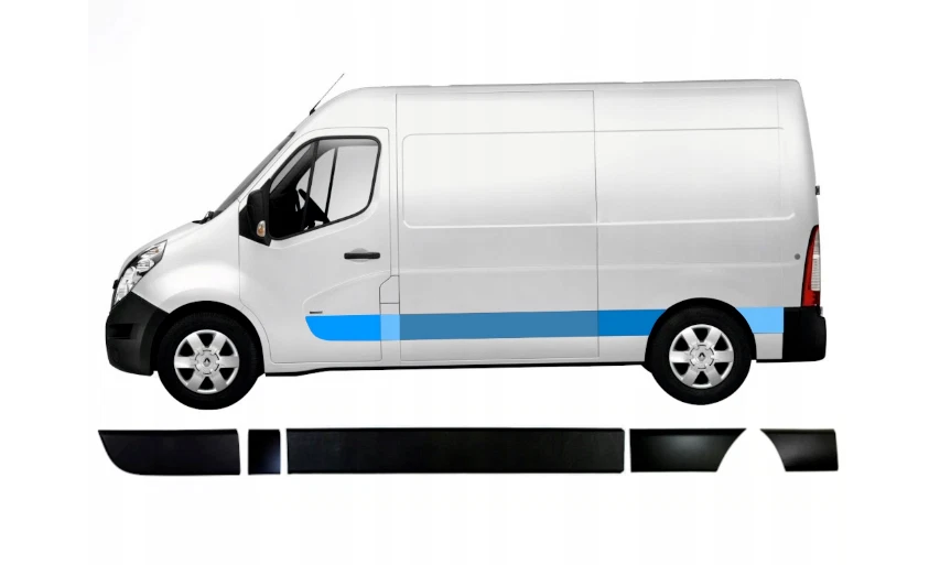 SET BAGUETTES DE PORTE GAUCHE RENAULT MASTER III OPEL MOVANO NV400 L2 - Photo 1/1