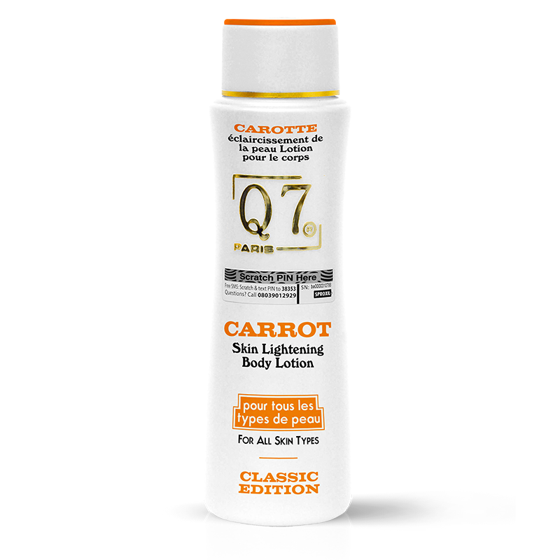 Q7Paris Carrot Skin Lightening Body Lotion CLASSIC EDITION - 300ml - Lightens