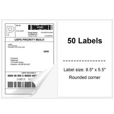 50 Half Sheet Shipping Labels 8.5x5.5 Self Adhesive 2 Per Sheet For Laser Inkjet