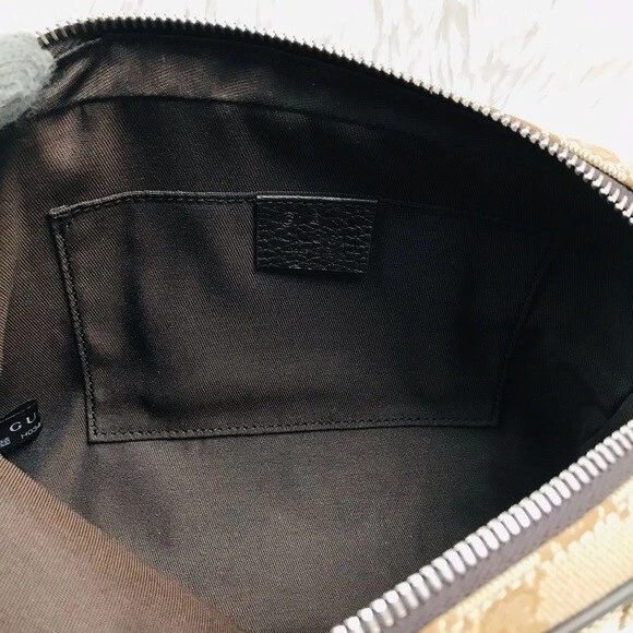 Gucci GG Beige Canvas Brown Leather Waist Belt Bag 449174 NWT