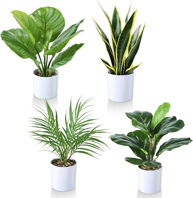 Kazeila Set 4 künstlichen Mini-Topfpflanzen 40,6 cm Deko für zu Hause