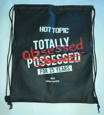 NEW Hot Topic CINCH BACK SACK BACKPACK Obsessed Possessed for 25 Years Licensed