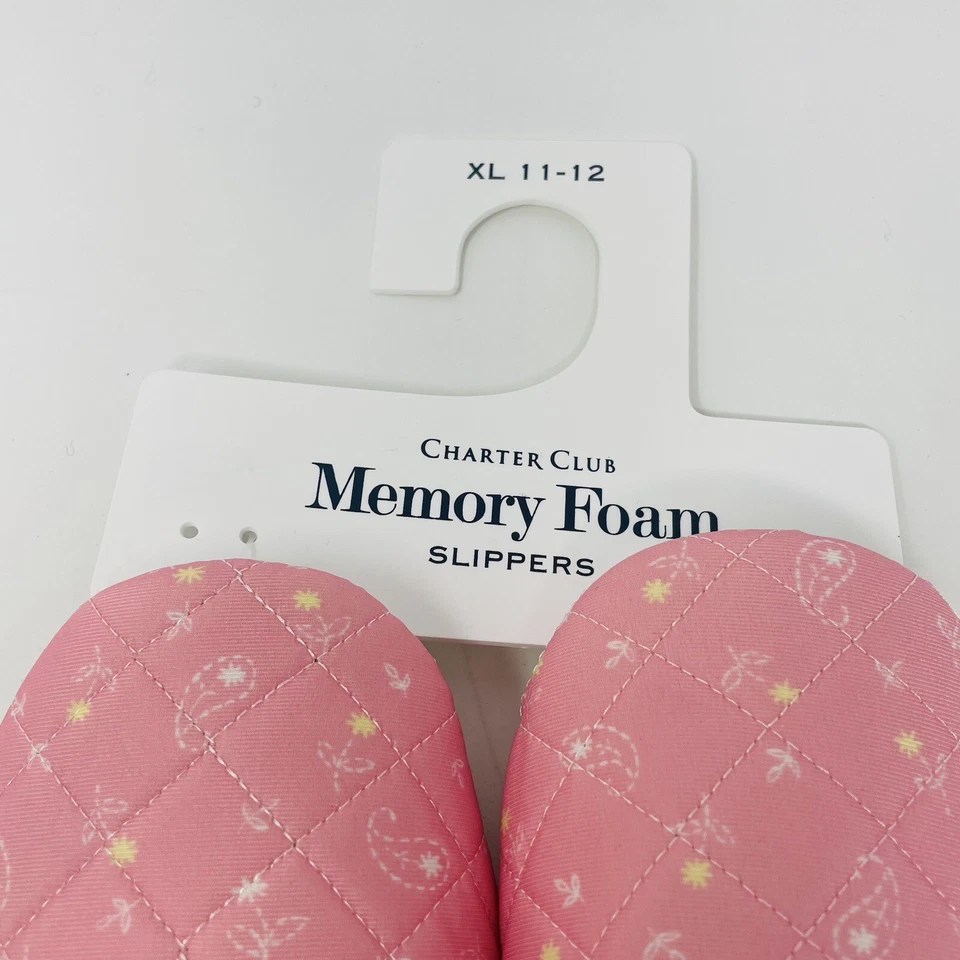 Zapatillas zueco Charter Club para mujer XL 11-12 acolchadas cachemira floral rosa $35 101 Foto 3 de 4
