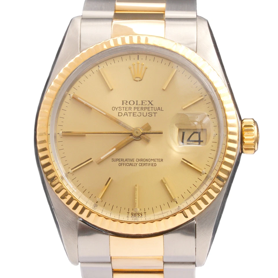Rolex Mens Datejust 2-tone Yellow Gold and Stainless Steel Champagne Dial 16013