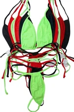 LOT OF 6 Micro Mini Thongs and String Tops Women G-String Bikini 2 Piece 