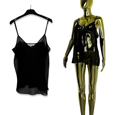 Diane Von Furstenberg Top Sheer Black Tunic Size L