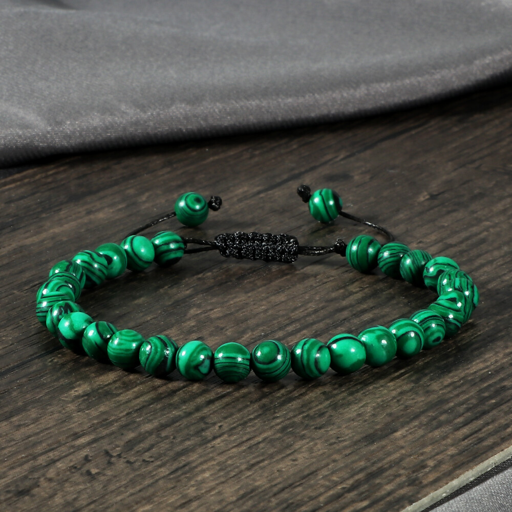 Bracelet Malachite, perles de 6 ou 8 mm - Lithothérapie - Cristal Essence Bracelet Malachite, perles de 6 ou 8 mm - Lithothérapie - Cristal Essence
