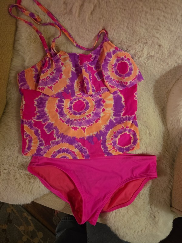 Excellent Condition Girl's Old Navy 2 pc Pink Tye Dye Swimsuit-Size XL(14)