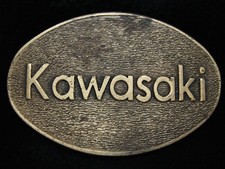 OI15131 VINTAGE 1970s  KAWASAKI  MOTORCYCLE COMPANY BRASSTONE BELT BUCKLE